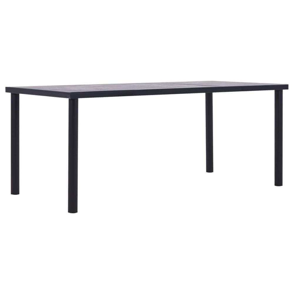 Vidaxl Jedálenský stôl, čierna a betónovo sivá 200x100x75 cm, MDF